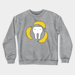 Cute Molar Banana illustration - for Dentists, Hygienists, Dental Assistants, Dental Students and anyone who loves teeth by Happimola Crewneck Sweatshirt